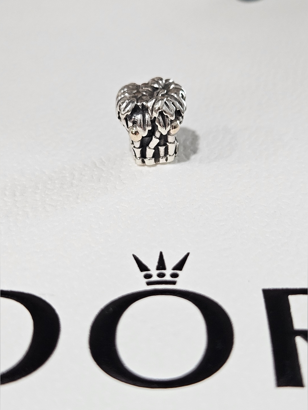Pandora Sterling Silver Palm Tree w/14kt Gold Coconuts Charm